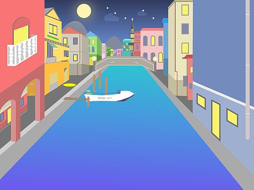 威尼斯扁平插画