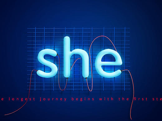 原创 灯管字体 唯美 灯光 练习 海报 可下载PSD