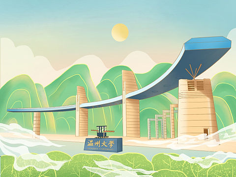 校园建筑中国风插画系列（已商用，禁抄袭）