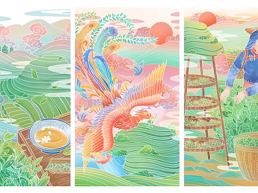 茶山茶树采茶女