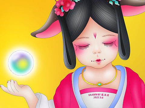 原創(chuàng)插畫-二十八星宿「氐宿」（個人主頁-ZNTk4MjIwODA=） - 藝術(shù)插畫 - 站酷設(shè)計師藍(lán)菜菜SALLY原創(chuàng)素材 - 站酷ZCOOL