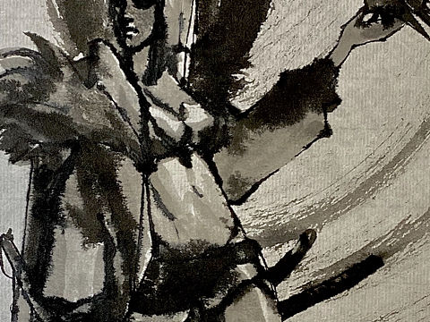 浪客行·武士道·武士刀·白描·国画·毛笔