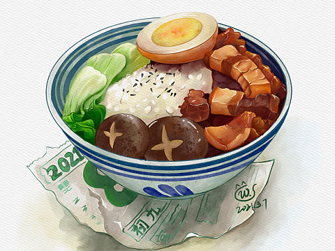 美食插画系列｜卤肉饭