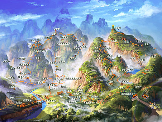 手绘青城山旅游地图