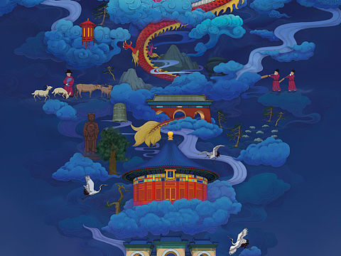 天坛创意插画