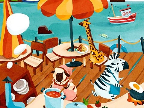  MIDI啦啦裤包装插画