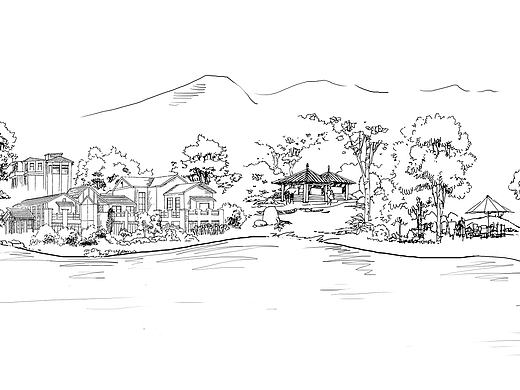 风景线描稿