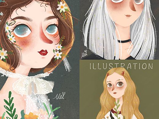 插画头像练习（个人主页-ZMzU0OTU3NjQ=） - 创作习作 - 站酷设计师BERRY莓原创素材 - 站酷ZCOOL