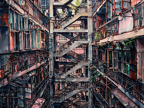成都鸳鸯楼马克笔绘画