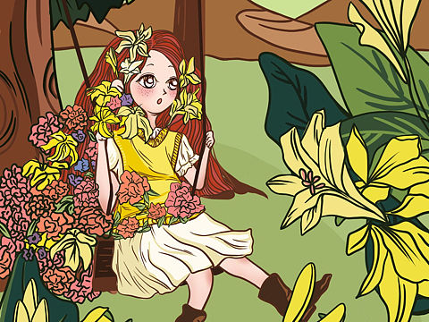 荡秋千的小女孩（个人主页-ZMzIwNDY5MTY=） - 创作习作 - 站酷设计师小气球本气球原创素材 - 站酷ZCOOL