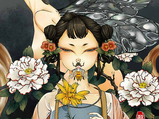 山海经系列之文文-反舌蜂（个人主页-ZNTAxNzEzOTI=） - 艺术插画 - 站酷设计师苏子0113原创素材 - 站酷ZCOOL