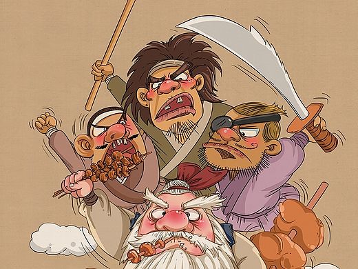 为洪七公饭馆绘制的《洪七公插画系列》