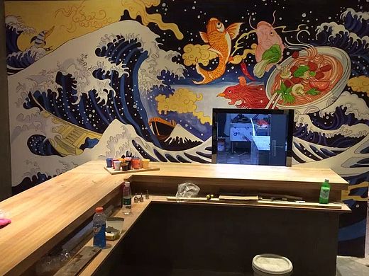 浮世绘风格墙绘