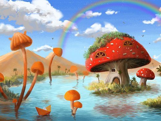 蘑菇屋插画-创作习作47403初音初音啊2年前蘑菇蘑菇ui-图标迷人的