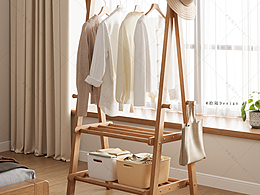 家具(效果图)渲染-实木多功能衣帽架