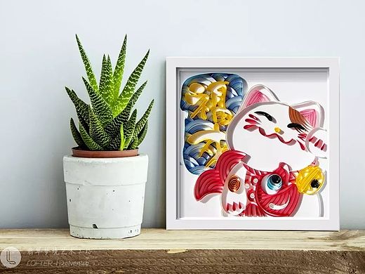 手工衍纸装饰画——招财猫