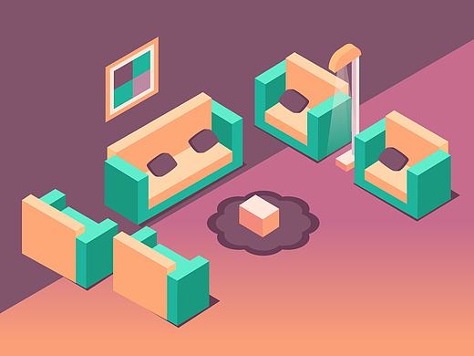 一组插画-家庭环境