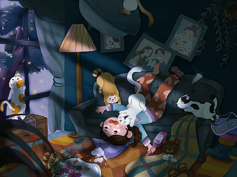 养猫人是不敢喝醉的（个人主页-ZNjA0NTA2MzI=） - 儿童插画 - 站酷设计师陈现实原创素材 - 站酷ZCOOL