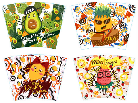 手绘奶茶包装设计