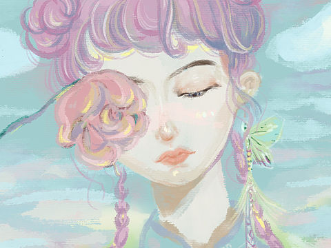 粉发女孩（个人主页-ZNDMwODI1NzI=） - 艺术插画 - 站酷设计师草莓小妹儿原创素材 - 站酷ZCOOL