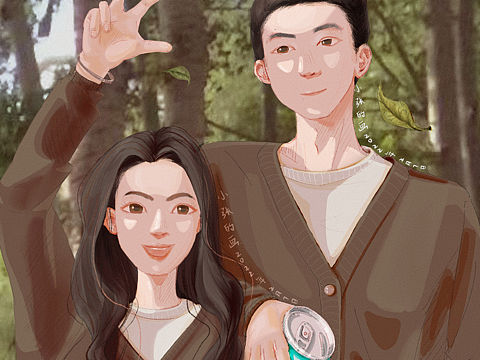情侣头像～提前祝大家情人节快乐[billd跳]（个人主页-ZNTc3NzM3NTI=） - 艺术插画 - 站酷设计师想赚钱钱的小张原创素材 - 站酷ZCOOL