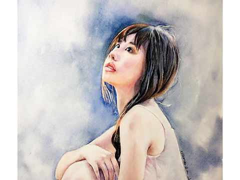 画了一位小姐姐送给你们～（个人主页-ZMzA1NzEwMjA=） - 绘画 - 站酷设计师路加水彩原创素材 - 站酷ZCOOL