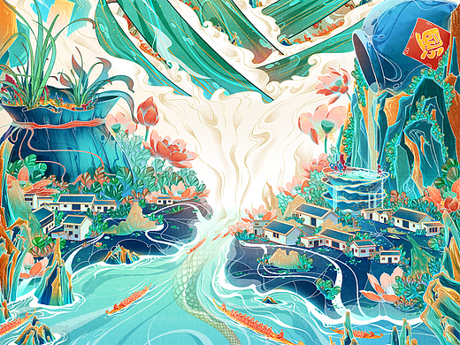 端午节画的一张插画