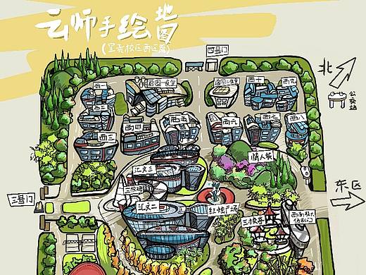 云南师范大学手绘地图（个人主页-ZMzIxMjEzNjQ=） - 宣传物料 - 站酷设计师清靛原创素材 - 站酷ZCOOL