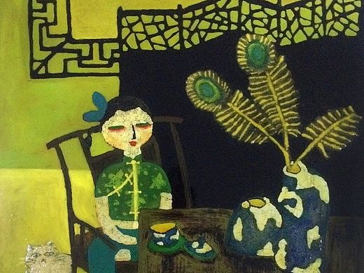 姐姐—（磨漆畫）（個人主頁-ZMTMyMjA4Mjg=） - 繪畫 - 站酷設(shè)計師簍簍開飛機原創(chuàng)素材 - 站酷ZCOOL