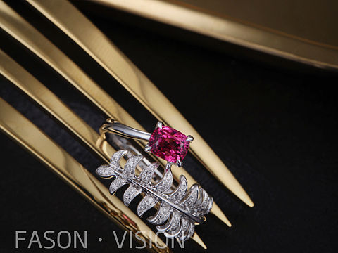 珠宝摄影-羽毛红宝戒指-原片