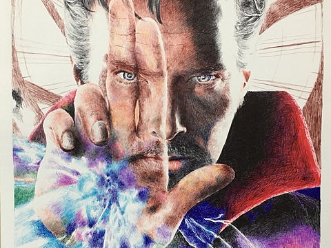 【彩色圆珠笔手绘 奇异博士】