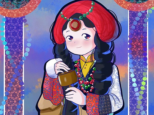 少数民族插画插画-艺术插画29416橙好好150天前藏历生肖年插画设计