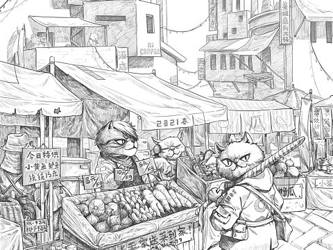 逛菜市场的猫