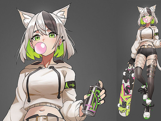 【zbrush雕刻】嘿丝猫耳少女角色模型制作教程
