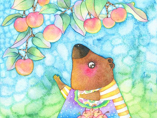 熊妈妈摘苹果啦!