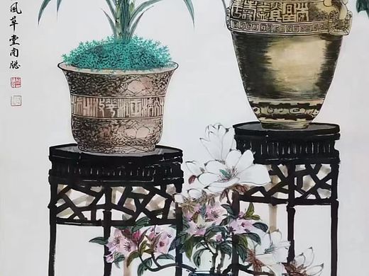 潘天寿再传弟子苏慧龙作品，富贵长春，138X69