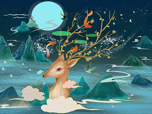 月上重楼和海上鹿生