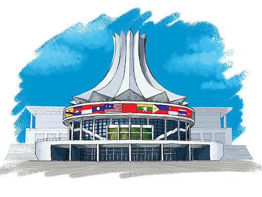 广西标志性风景/建筑插画