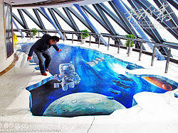 3D地画&nbsp;&nbsp;2013年1月杭州湾跨海大桥观光塔墙地面3d立体画