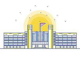 一套描边风建筑插画