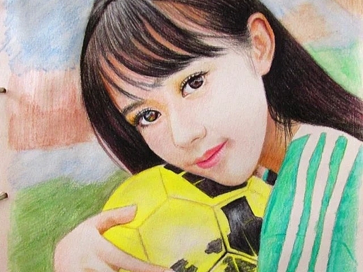 彩铅绿衣足球宝贝,附高清步骤图~纯艺术-绘画372037年前顾客定制的