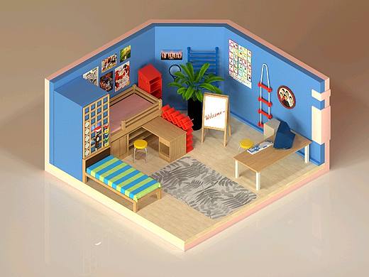 （练习）复刻《家有儿女》刘星 小雨房间（个人主页-ZNDcwNDM2Mjg=） - 其他三维 - 站酷设计师湫鱼Akita原创素材 - 站酷ZCOOL