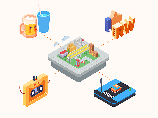  临摹  2.5D场景插画