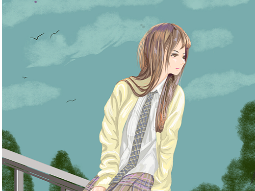 傍晚看夜景的女孩        看梅花的女孩