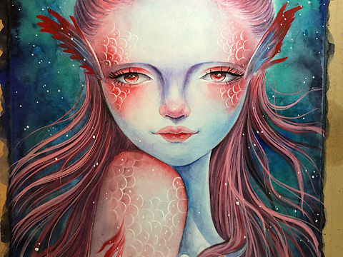 美人魚（個人主頁-ZMzk3NjcyMjQ=） - 藝術插畫 - 站酷設計師南城飛白原創(chuàng)素材 - 站酷ZCOOL