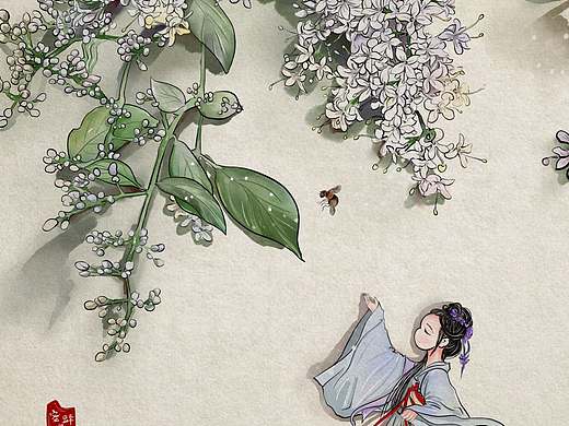 蜜蜂与花插画设计（二）