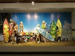 夏季橱窗设计/冲浪板道具/玻璃钢浪板广告展示