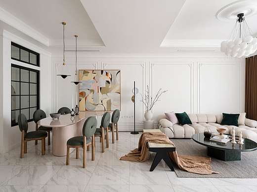 现代法式混搭，轻奶油暖意满满的家，坠入人间的浪漫！