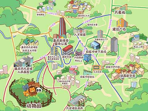 重庆酒店周边景点景区.美食手绘地图定制设计