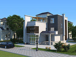 别墅-三维外景建模渲染。